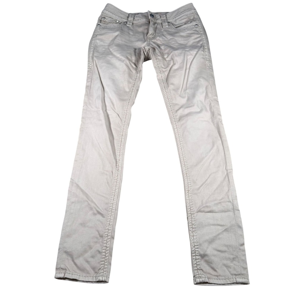 Rock Revival Angie Skinny Jeans Womens 27 (FITS 29x31) Beige Embellished
